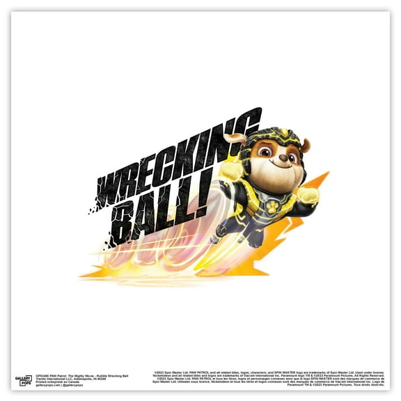 Gallery Pops Nickelodeon PAW Patrol: The Mighty Movie - Rubble Wrecking Ball Wall Art, Unframed Version, 12" x 12"