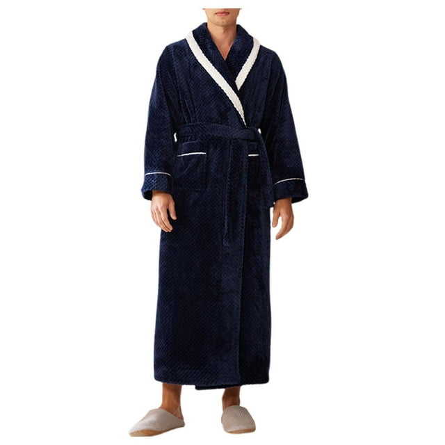 FhsagQ Pajamas Men's Pajamas Bikini Underpants Mens Fuzzy Robe Mid Length Bathrobe Belted Soft Bath Robes Kimono Robe with Pockets Fall Winter Spa Robes Mens Pajamas Trunks with Super Fit Navy XXXL