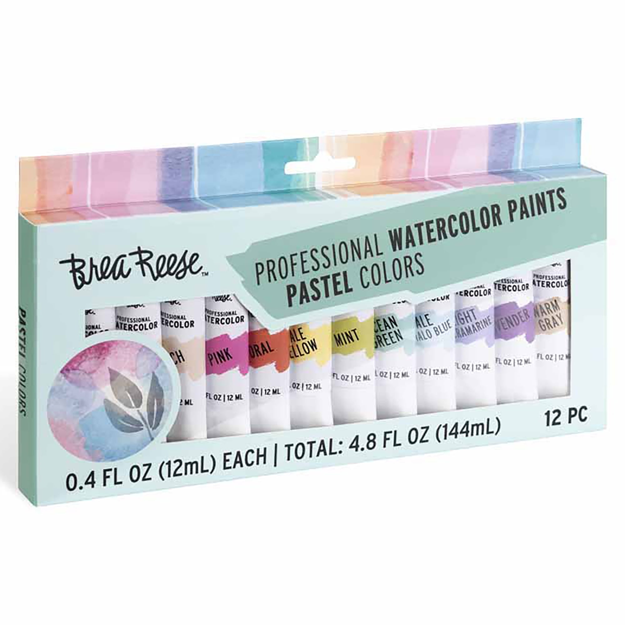 Brea Reese: Professional Watercolor Paint Set - Pastels - 12 Tubes - Soft Muted Hues, Matte Finish, Acid-Free & Non-Toxic, Adult Art Supplies