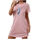 thumbnail image 2 of Camisón corto de talla grande para mujer, camisón de manga corta con estampado de pecho a la moda, camisón para mujer, 2 of 7