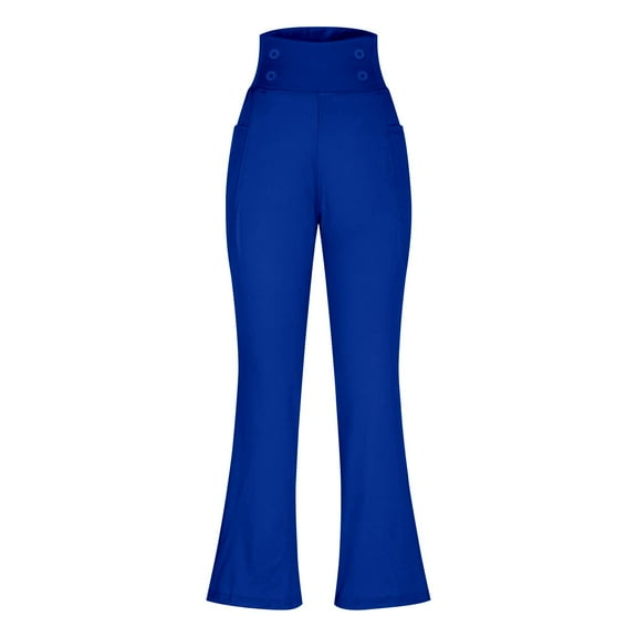 Aoiroe Yoga Pants Sweatpants Women Pants For Women Work Casual Fleece Lined Dress Pants Wide Leg Leggings Dress Pants Women Flare Leggings Womens Slacks Travel Pants Women'S Casual Pants Blue L