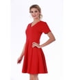 thumbnail image 3 of LaMonir  Women's Rayon/Nylon/Spandex Short V-neck Short-sleeved Panel Dress, 3 of 5