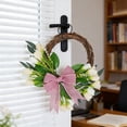 thumbnail image 6 of YingYouFu Spring Artificial Tulip Bow Wreath, Home Decoration Door Hanger Ornament, Faux Flower Rattan Wreath for Wall Hanging Front Door Garden Entryway White, 6 of 6