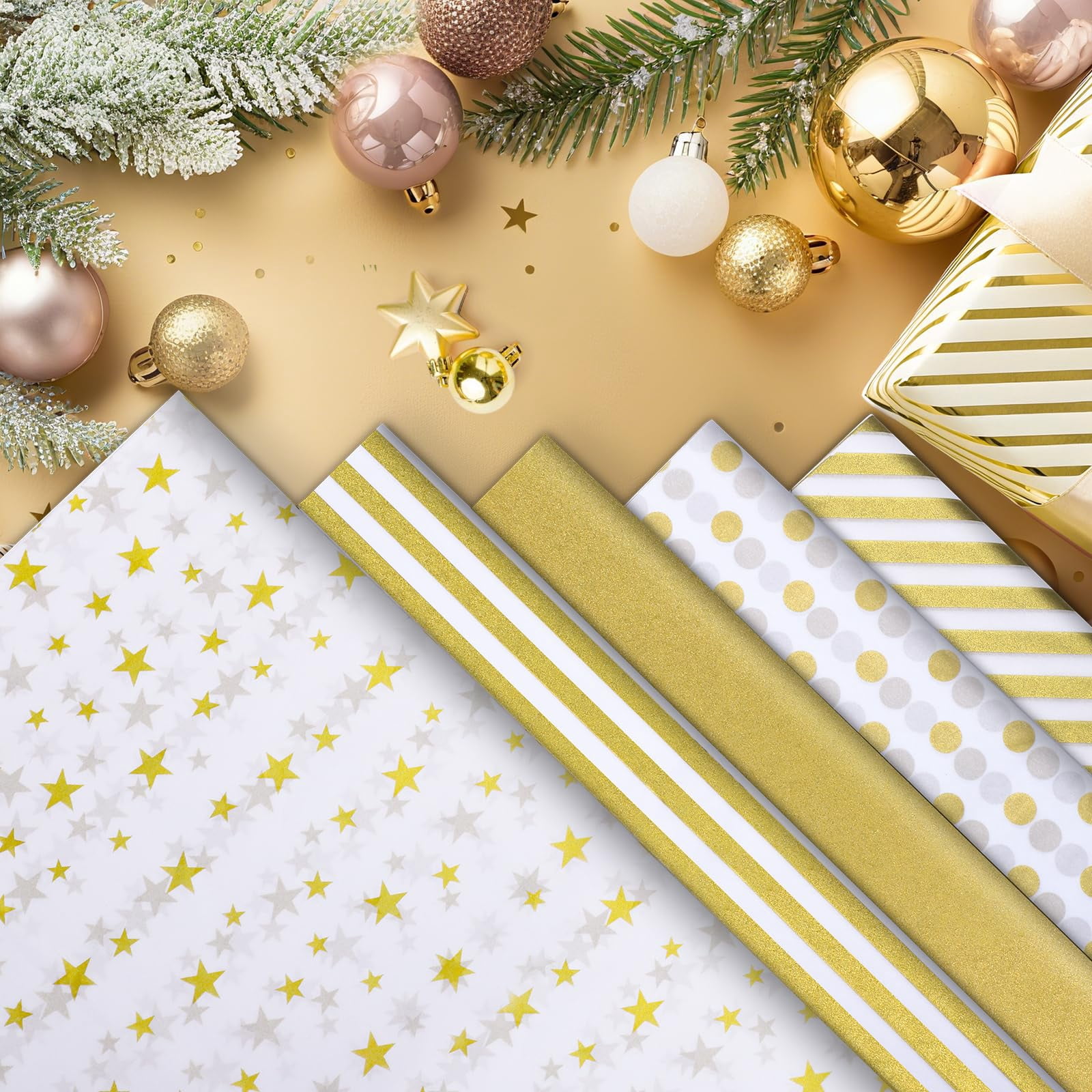 120 Sheets Tissue Paper 14x20",for Wedding,Baby Shower,Mother's Day,DIY Crafts,8 Designs(Blue Baby Shower,Blue Floral,Gold,Pink,Pink Baby Shower,Sage Green,Sage/Beige,White/Gold Thank You)