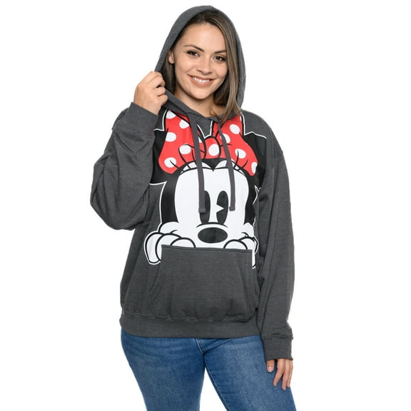 Women's Plus Size Minnie Mouse Pullover Hoodie Sweatshirt Charcoal Red Disney