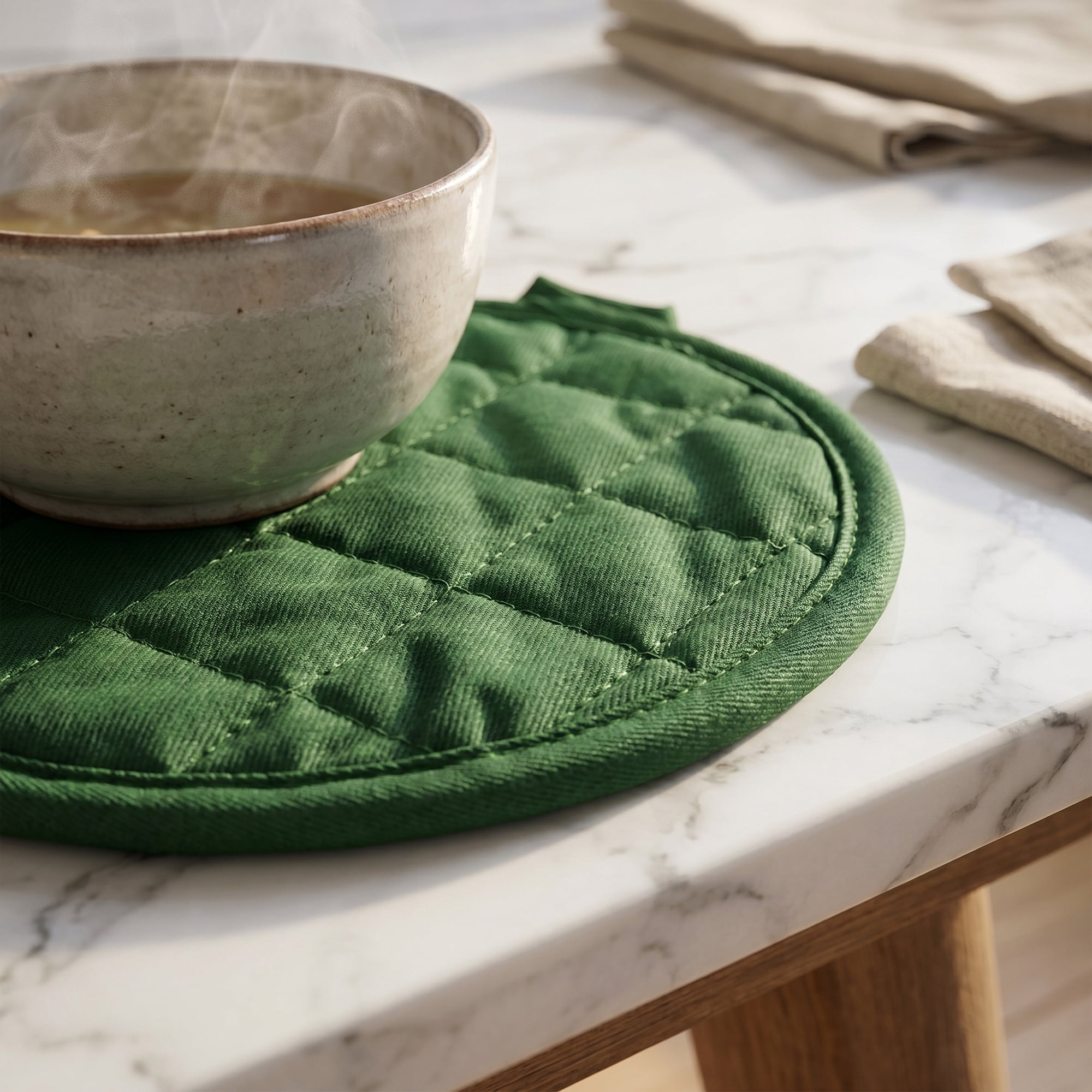 Unique Bargains 2 Pcs Pot Holders Heat Resistant Trivets Non Slip Hot Pads for Kitchen Dark green 7.1"x7.1"