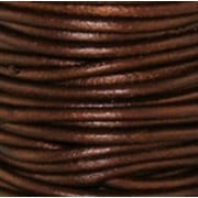 Genuine Leather Cord - 1mm - Round- Metallic Brown "Tamba" (5 yards)