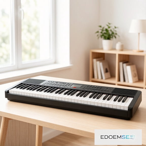 EDOEMSE Digital Piano 61-Key Folding Piano Semi-Weighted Keys Black Finish Dual Bluetooth Audio and MIDI