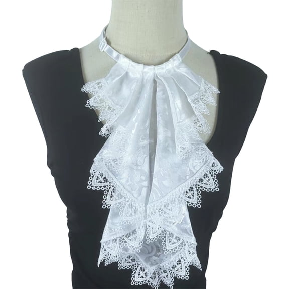 JUUNthy Detachable Jabot Collar, Multi-Layer Lace Ruffle Fake Collar for Blouses, Dresses, Halloween & Formal Occasions