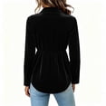 thumbnail image 2 of Party Tops for Women Sequins Velvet Patchwork Button Down Collar Dressy Blouses Long Sleeve Elegant Shirts (S, Black), 2 of 6