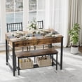 thumbnail image 4 of Space-Saving Dining Table Set for 4 – Rectangular Kitchen Table with 2 Chairs, 1 Bench, Double-Sided Storage Drawers & Rack – Farmhouse Breakfast Nook Furniture for Dining Room or Kitchen, 4 of 8