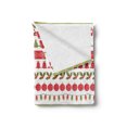 thumbnail image 2 of Christmas Soft Flannel Fleece Throw Blanket, December Holiday Pattern Baubles Trees Flowers New Year Festivities, Cozy Plush for Indoor and Outdoor Use, 70" x 90", Fern Green Dark Coral, by Ambesonne, 2 of 5