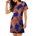 thumbnail image 2 of Haiem Vintage USA Flag Print Women’s Short-sleeved Nightdress – Comfortable and Loose-Fit Sleepwear, Soft Cotton Sleep Shirt for Relaxing, Casual Nightdress, 2 of 6