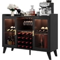 thumbnail image 4 of Farmhouse Wine Bar Cabinet with LED Lights, Home Coffee Bar Cabinet with Wine Racks and Glass Holders, Modern Buffet Sideboard with Acrylic Doors and Drawer for Dining Room, Bar, Living Room, Black, 4 of 6