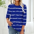 thumbnail image 2 of Jsaierl Women's 3/4 Length Sleeve Tops Casual Round Neck Shirts Dressy Print Ladies Blouses Work Loose Fit T-shirts Top S-2XL, 2 of 6