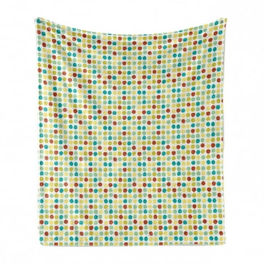Geometric Soft Flannel Fleece Throw Blanket, Repetitive Funny Retro Pattern with Grunge Colorful Rounds Illustration, Cozy Plush for Indoor and Outdoor Use, 60" x 80", Multicolor, by Ambesonne