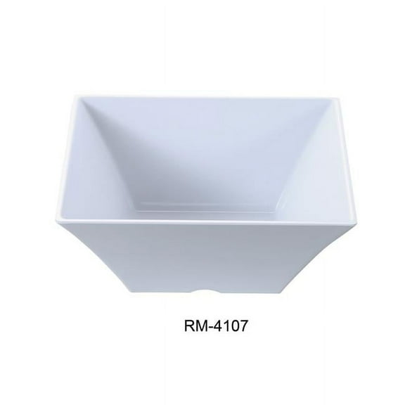 Yanco RM-4107 Rome 7.5" Square Bowl, 48 oz Capacity, 3.5" Height, Melamine, White Color, Pack of 24