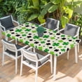 thumbnail image 2 of St Patricks Day Table Cloths for 6 Foot Rectangle Tables, Farmhouse Country Green Black Shamrock Patio Waterproof Elastic Fitted Tablecloths, Washable Rectangular Table Cover for Camping, 2 of 8