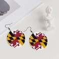 thumbnail image 5 of Round Leather Earrings For Women Maryland Flag Drop Earrings Lightweight Dangle Earrings, 5 of 6