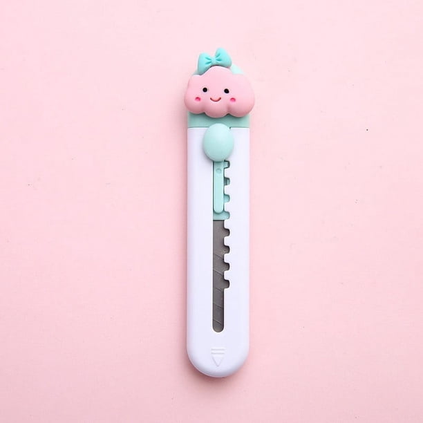 Lindo mini cuchillo de arte de desempaquetado de dibujos animados, cuchillo de mano portátil con división, cuchillo de corte de papel para oficina de estudiantes, cuchillo hecho a mano