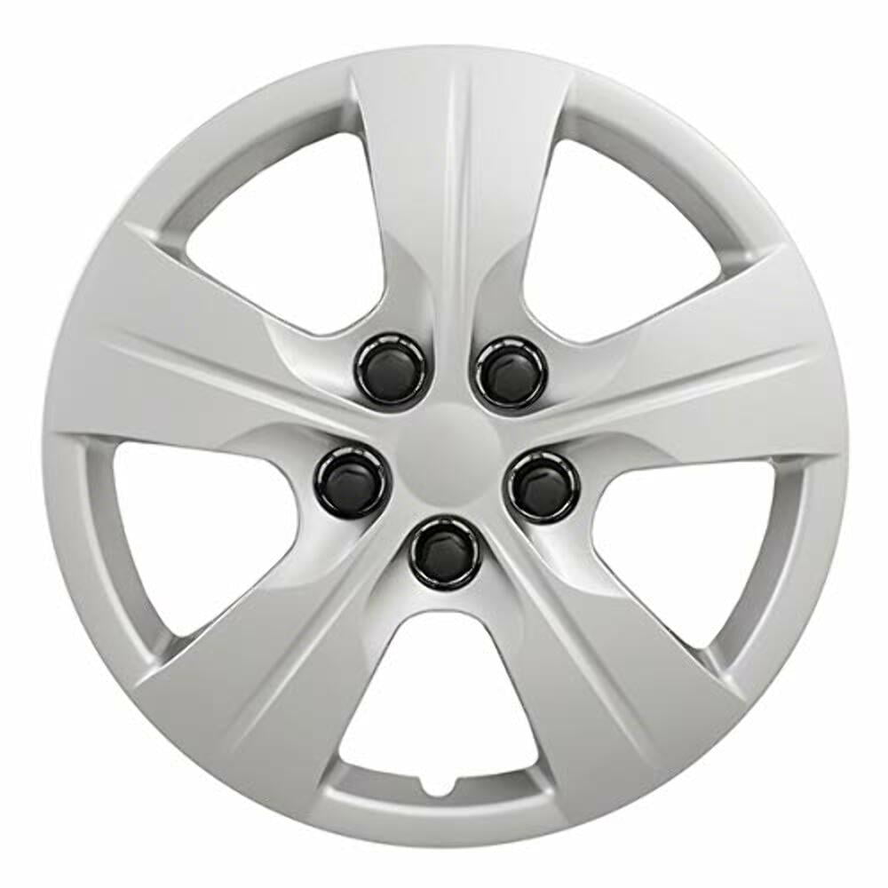 Fuel Rider Set of 4 15 inch Silver Screw-On Hubcaps With 5 Spoke Compatible With 2016 Chevrolet Cruze L LS Standard Steel Wheel Covers