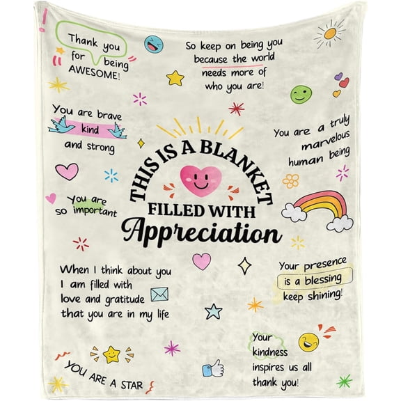 Thank You Gifts Blanket for Women, Appreciation Blanket for Women-Soft Flannel Throw Blanket, Farewell Gifts for Coworkers, Gift for Friends Teacher Employee Nurse Birthday Christmas 60×50 in