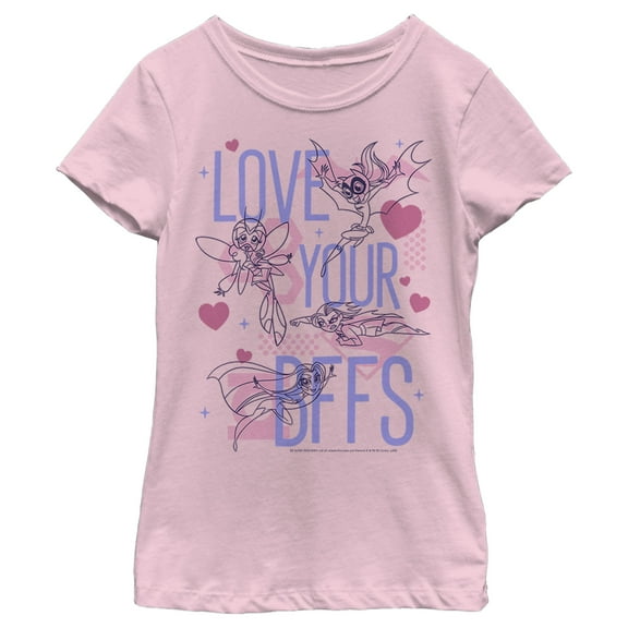 Girl's Batman Valentine's Day Love your BFFS  Graphic Tee Light Pink Small