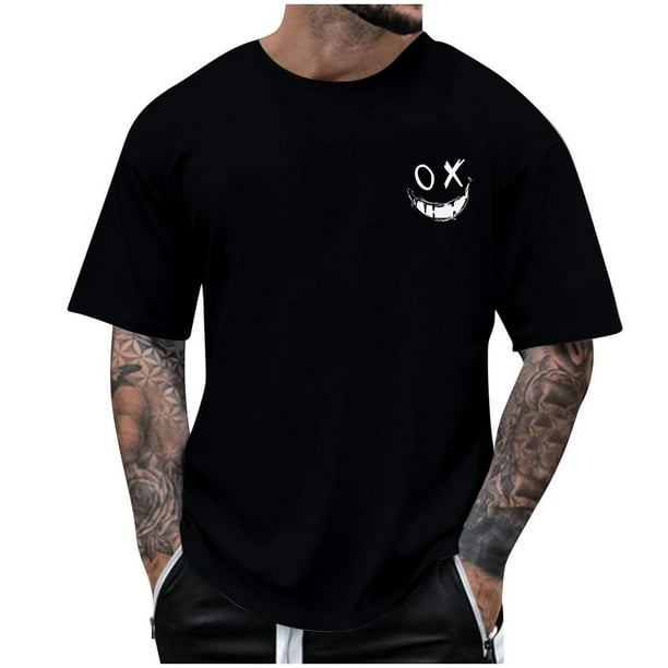 Camisetas de Cuello de la Tripulación de los Hombres de Poliéster Impreso en Seco Rápido, Cuello Redondo de Corte 3D para Gimnasio, Carrera, Ciclismo Y Ocasional
