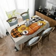 thumbnail image 3 of Orange Black Plaid Pumpkins Rectangle Tablecloths 54x87,Fall Thanksgiving Sunflower Table Cloth Table Cover Indoor/Outdoor Tabletop Decor for Wedding Holiday Party Dinner Baby Shower, 3 of 7