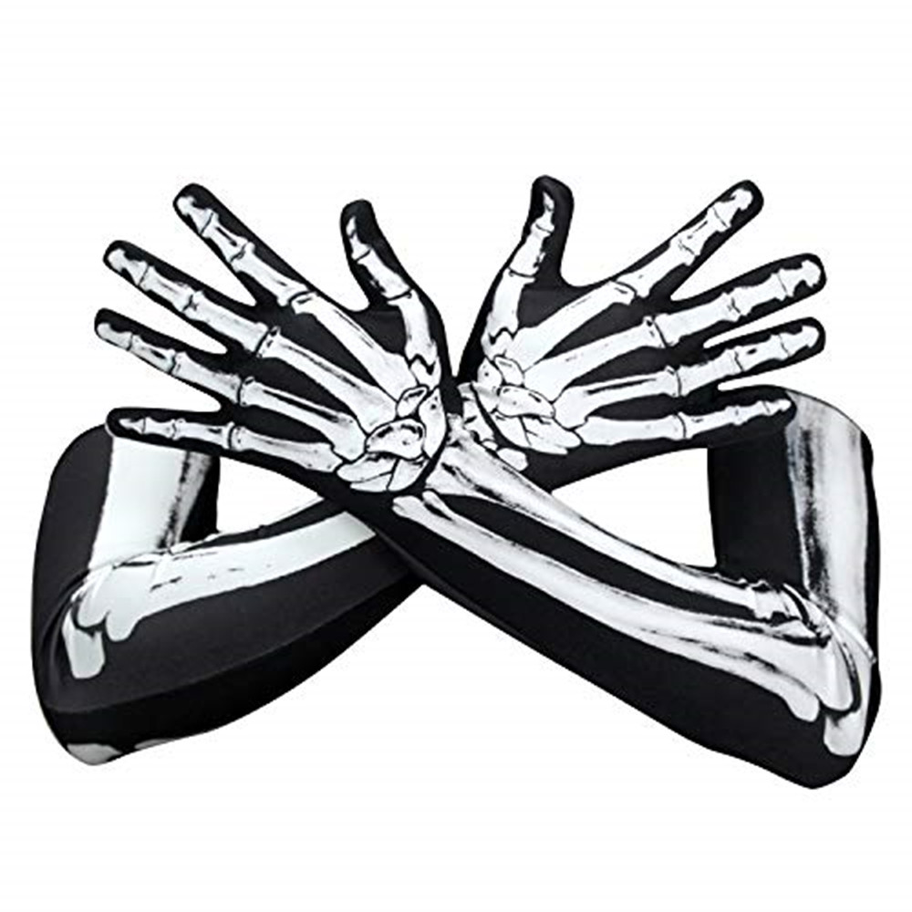 Halloween DoubleSided Printing Skull Gloves Cosplay Death Skeleton