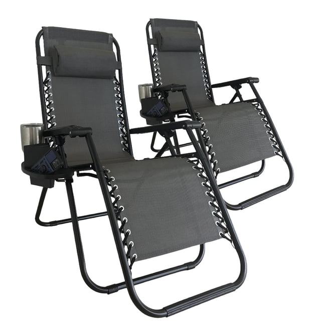 2 Silla Camastro Plegable Gravedad 0 Reclinable Exteriores gris oscuro