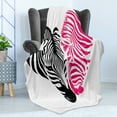 thumbnail image 4 of Pink Zebra Soft Flannel Fleece Throw Blanket, Zebra Couple Heads in the Shape of Heart Love Wedding Celebration, Cozy Plush for Indoor and Outdoor Use, 50" x 70", Pink Black White, by Ambesonne, 4 of 5
