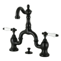 Kingston Brass KS7970PL English Country, Matte Black Bridge Bathroom Faucet with Matching Brass Pop-up Drain