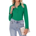 thumbnail image 1 of Camisa con botones Siliteelon para mujer de manga larga, color verde, 1 of 7