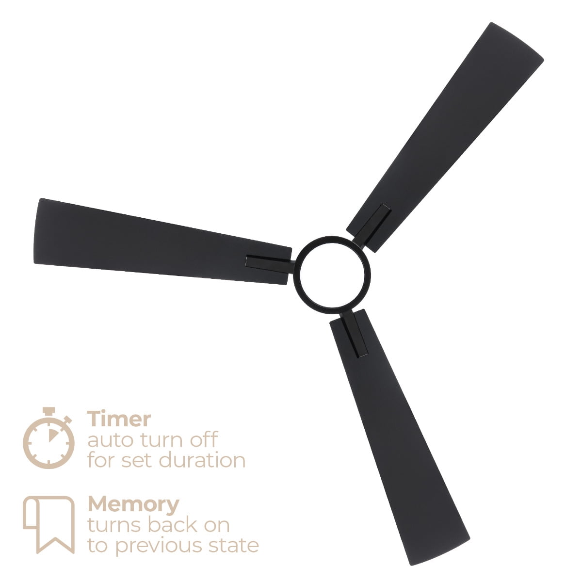 Bali 52in 3-Blade Smart Ceiling Fan 2700K-6000K CCT Tunable Range LED Light Kit in Matte Black with Reversible Black and Weathered Wood Blades Works With iOS or Android App