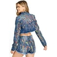 thumbnail image 3 of Purple Candy Unique Neon Paint Drip Cropped Denim Festival Jean Jacket (M, Medium Blue), 3 of 4