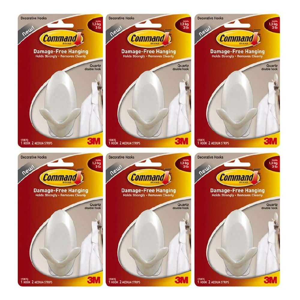 3M Command 17087Q Quartz Double Hook 3 Pound Weight Capacity Strong