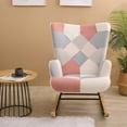 thumbnail image 3 of Rocking Chair, Tufted Upholstered Rocking Chair for Nursery, Mid Century  Wingback Glider Rocker Armchair with High Backrest and Solid Wood Base for Living Room Bedroom Balcony (Pink), 3 of 7