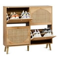 thumbnail image 4 of UBesGoo 4-Drawer 8-Tier Rattan Shoe Storage Cabinet, Shoe Rack Organizer for Entryway Living Room Bedroom Hallway Apartment, Natural, 4 of 14