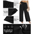 thumbnail image 6 of CASSIE LIZ Pants Plus Size Womens Black Lounge Yoga Pants Knit Palazzo Summer Athletic Pants Casual Workout Wide Leg Pants Fashion Loose Fit Drawstring Exercise Pants with Pocket XL 14W 16W, 6 of 9