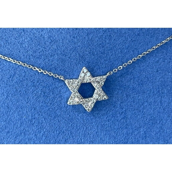 Sparkle Jewels Women's Round Cubic Zirconia Star Of David Pendant Necklace 14K White Gold Plated