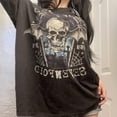 thumbnail image 3 of Women Y2k E Girls Short Sleeve T-Shirt Vintage Aesthetic Skull Graphic Print Crop Top Fairy Grunge Tee Tops Goth Clothes, 3 of 5
