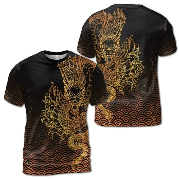 Dragon Risen In Flame 3D T-Shirt S-5XL
