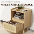 thumbnail image 5 of Gelloan Nightstand Set of 2, Rattan Drawer Bedside Table with Open Storage, Modern Wooden End Table, for Bedroom, Dorm and Small Spaces,Natural, 5 of 7