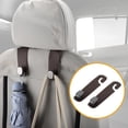 thumbnail image 3 of Unique Bargains 2 Pcs Universal Car Seat Headrest Hook for Most Car, SUV, Truck Car Seat Back Organizer Hooks Sturdy Faux Leather Metal Deep Brown 6.93"x1.77", 3 of 7