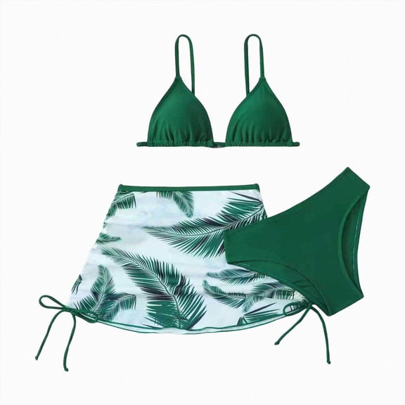 Ymyiu Teen Swimsuits Bikini Girls Two Piece Tankini Swimsuits Hawaiian Ruffle Bathing Suit Summer Beach Swimwear Set 3T 4T (Green,3-4 Years)