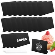 Qweryboo 20Pcs 4 x 3 inch Mini Chalkboard Signs, with 2 Pcs Erasable Chalk Marker, Easy to Write, Food Labels for Party Buffet and Weddings(Black)