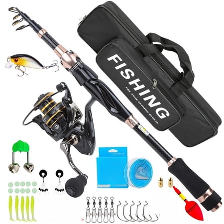 Mosiee Complete Fishing Tackle Set with Lure Box Casting Rod Baitcasting Rod for River