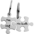 thumbnail image 1 of ALYLY Valentine's Day His and Hers Puzzle Piece Pendant Necklace KeyChain Set Personalized Couples Stamped Chain Keyring, 1 of 4