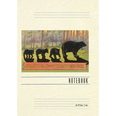 Vintage Lined Notebook Greetings from Yellowstone National Park, Bears, (Paperback)